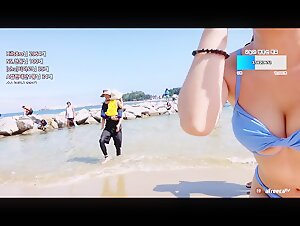 양양 해변 라방 수니그룹 추단비 과감한 언더붑 비키니1