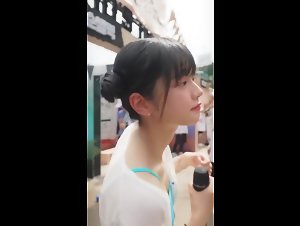 캐리비안 베이에 간 쵸단 민트색 비키니 가슴 잘록한 허리
